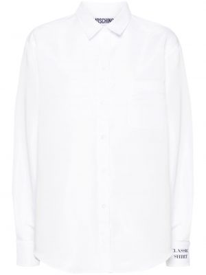 Chemise avec imprimé slogan Moschino blanc