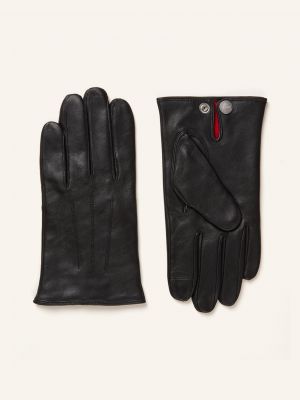 Rękawiczki skórzane Hugo czarne
