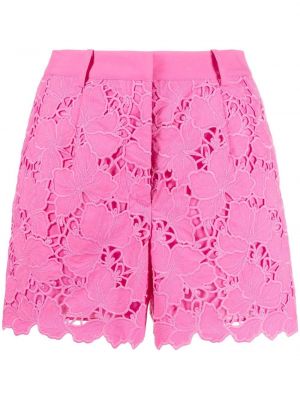Kratke hlače s cvetličnim vzorcem s čipko Self-portrait roza