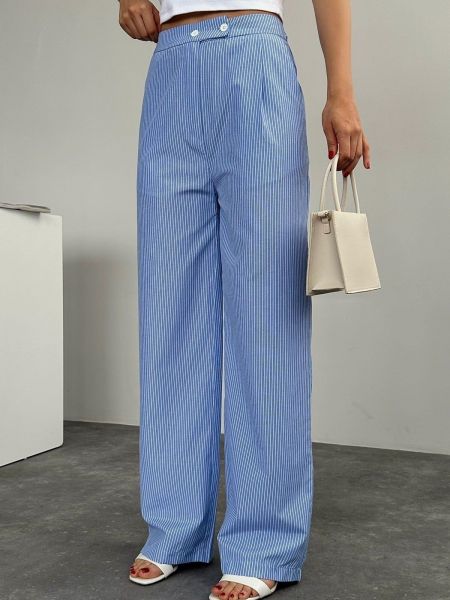 Pruhované kalhoty s knoflíky Laluvia modré