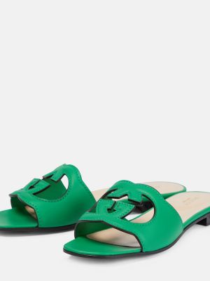 Kožené sandály Gucci zelené