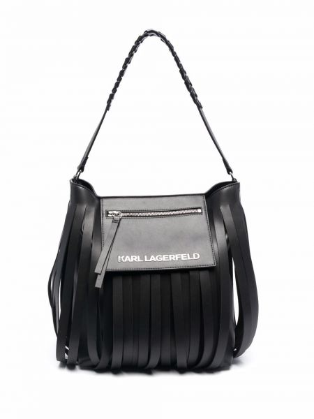 Kabelka s třásněmi Karl Lagerfeld černá