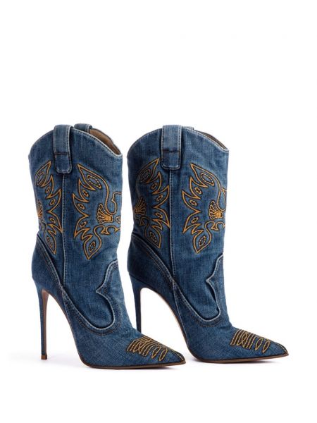 Kotníkové boty s výšivkou Le Silla modré