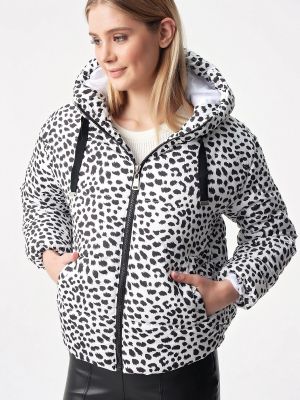 Páperová bunda s kapucňou s potlačou s leopardím vzorom By Saygı