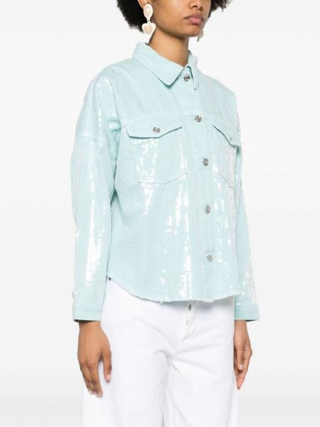 Denim jakna s cekini Liu Jo modra