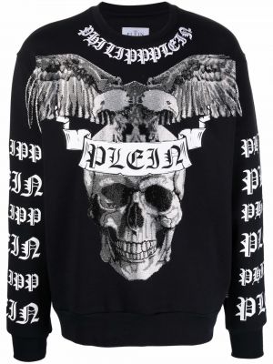 Trykt bomull sweatshirt Philipp Plein svart