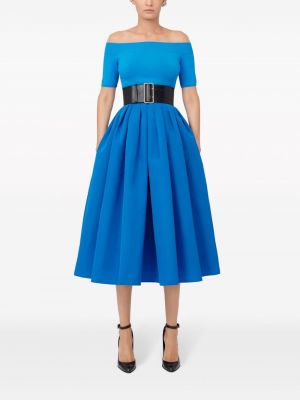 Plisované midi sukně Alexander Mcqueen modré