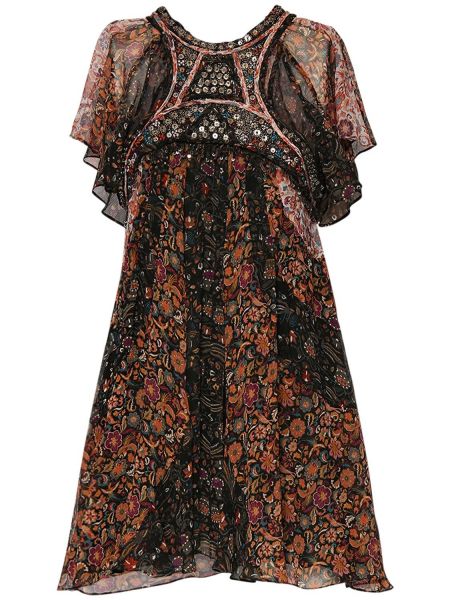 Rochie mini de mătase din crep Isabel Marant negru