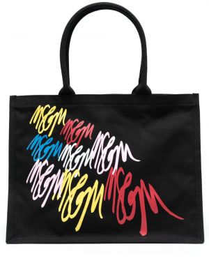 Shopper handtasche mit print Msgm schwarz