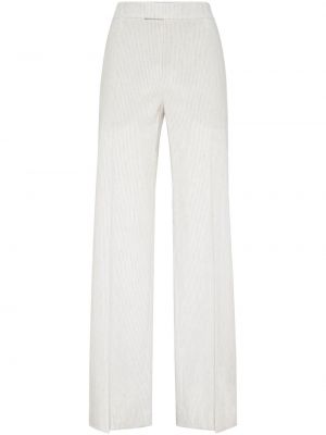 Pruhované lněné kalhoty Brunello Cucinelli bílé