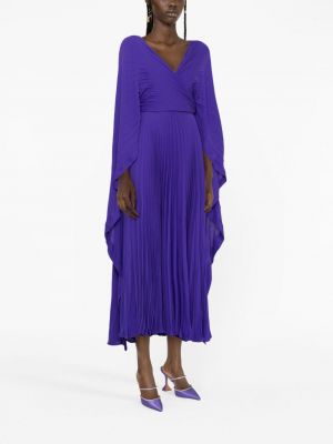 Plisuotas šilkinis suknele kokteiline Valentino Garavani violetinė