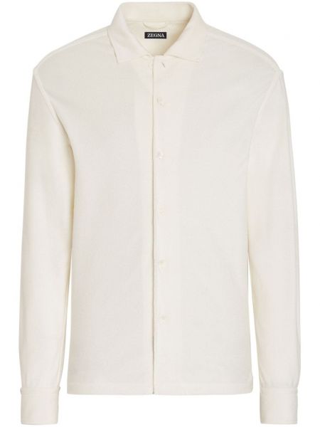 Памучна копринена риза Zegna бяло