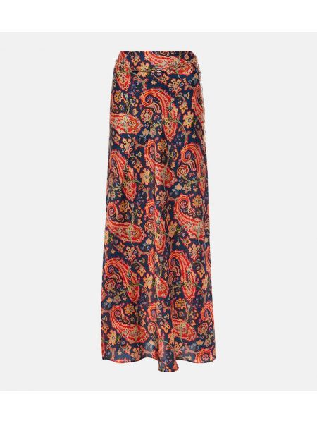 Saténové dlouhá sukně s paisley potiskem Rabanne