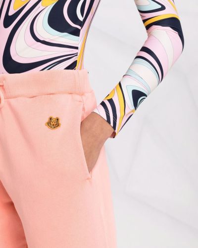 Bavlněné sportovní kalhoty s tygřím vzorem Kenzo růžové