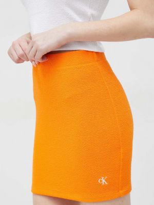 Дънкова пола Calvin Klein Jeans оранжево