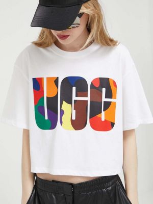 Bombažna majica Ugg bela