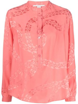Bluză cu nasturi din satin cu imagine Stella Mccartney - roz