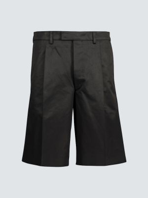 Pantaloni scurți din bumbac plisate Prada negru