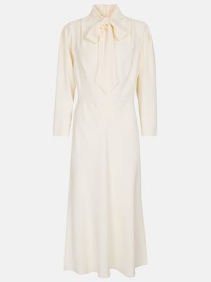 Midi haljina sa dugačkim rukavima Miu Miu bijela