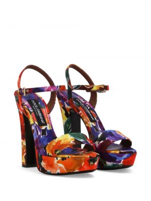 Raštuotos gėlėtos sandalai su platforma Dolce & Gabbana