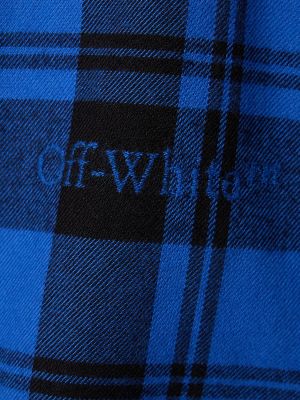 Фланелена карирана памучна риза Off-white синьо