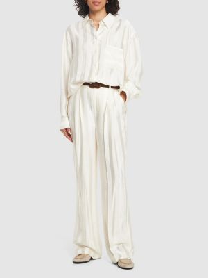 Dryžuota marškiniai iš viskozės Loulou Studio balta