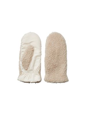 Vlnené rukavice Pieces biela
