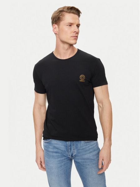 Slim fit priliehavé tričko Versace čierna