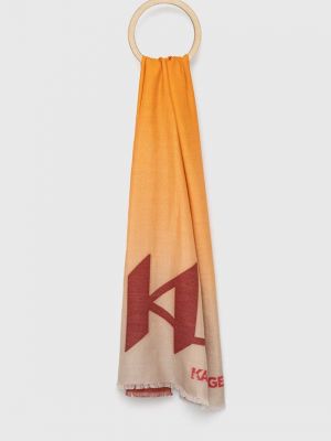 Копринен шал с принт Karl Lagerfeld оранжево