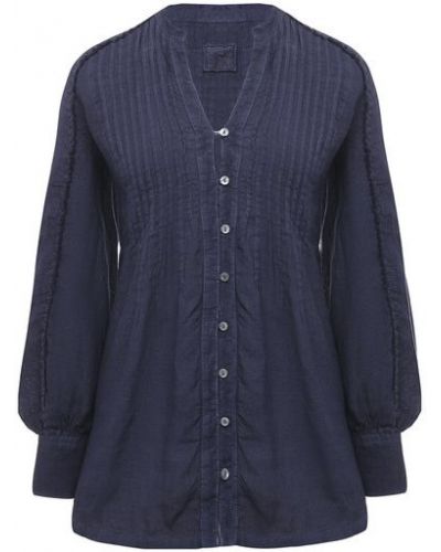 Льняная блузка 120% Lino, синяя
