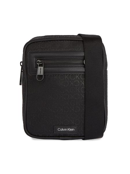 Жаккардовая сумка через плечо Calvin Klein черная