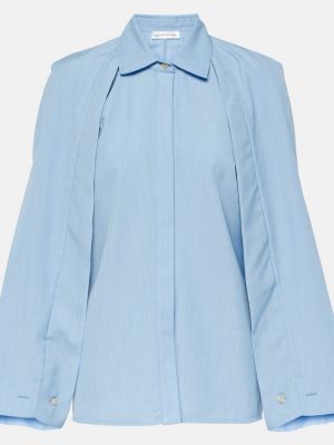 Шерстяная рубашка Victoria Beckham синяя