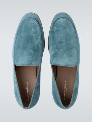 Pantofi loafer din piele de căprioară Gianvito Rossi albastru