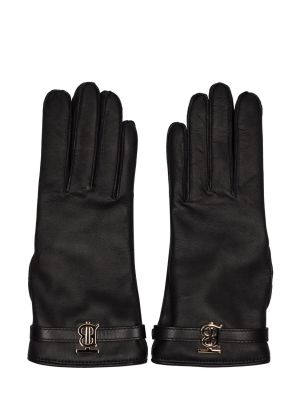 Кожени ръкавици Burberry черно