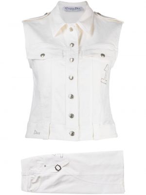 Φούστα με κουμπιά Christian Dior λευκό
