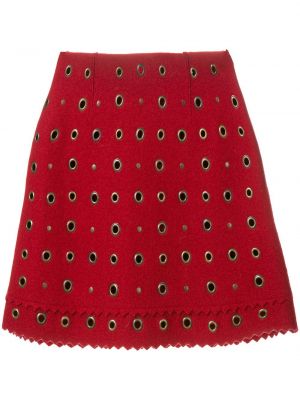 Vlněné mini sukně s vysokým pasem na zip Moschino Pre-owned - červená