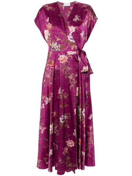 Ietīšanas kleita ar ziediem ar apdruku Pierre-louis Mascia rozā