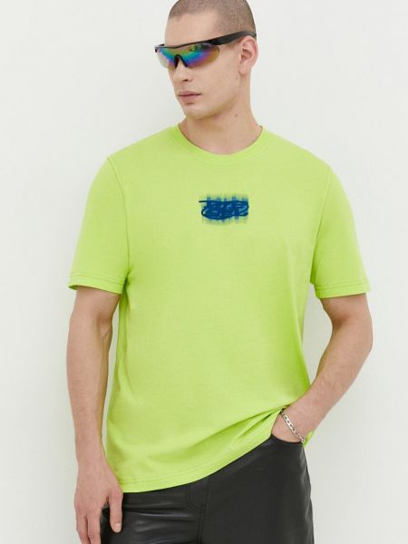 Bavlněné tričko s aplikacemi Diesel zelené