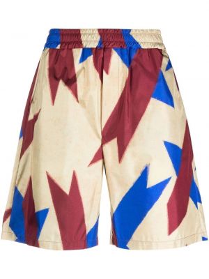 Svilene kratke hlače s potiskom z abstraktnimi vzorci Pierre-louis Mascia bež