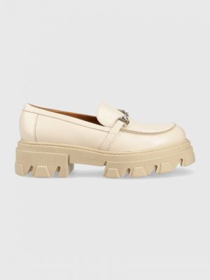 Pantofi loafer din piele cu platformă Charles Footwear bej