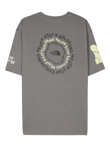 Raštuotas medvilninis marškinėliai The North Face pilka