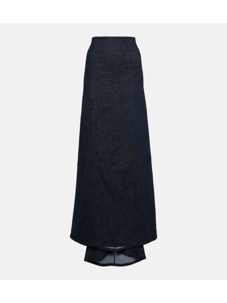 Bavlnená dlhá sukňa Brunello Cucinelli modrá