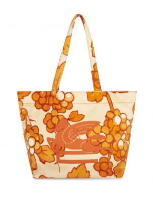 Zamatová nákupná taška s potlačou Etro oranžová