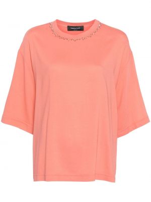 Μπλούζα με χάντρες από κρεπ Fabiana Filippi ροζ
