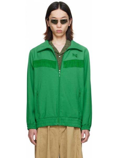 Зеленая спортивная куртка с бахромой Needles