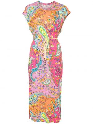 Sukienka midi z nadrukiem z wzorem paisley Twinset różowa