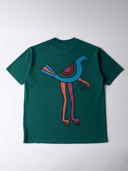 Koszulka bawełniana z nadrukiem By Parra zielona