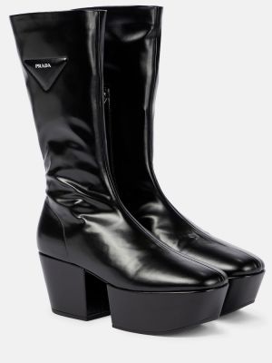 Обувки до глезена на платформе Prada черно
