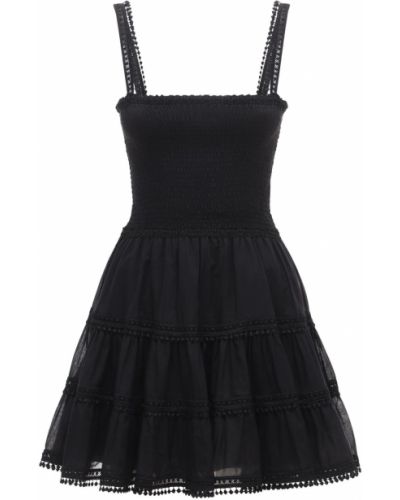 Mini vestido con bordado de algodón Charo Ruiz negro