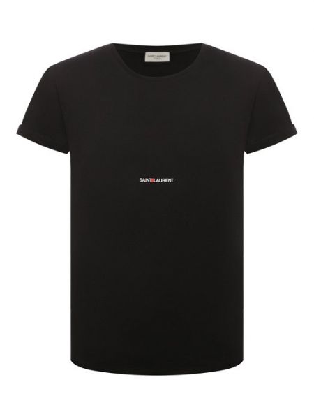 Хлопковая футболка Saint Laurent черная